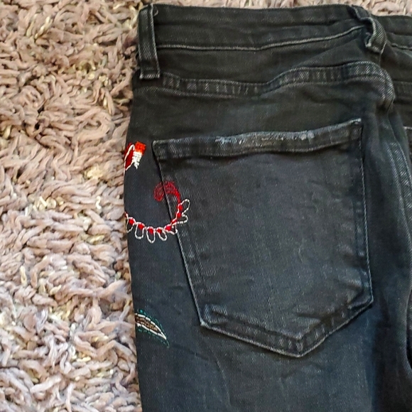 Zara black flower embellished ankle jeans - Picture 10 of 11